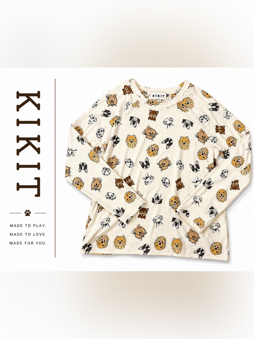 KIKIT Dog Print Lightweight Sweater Size M